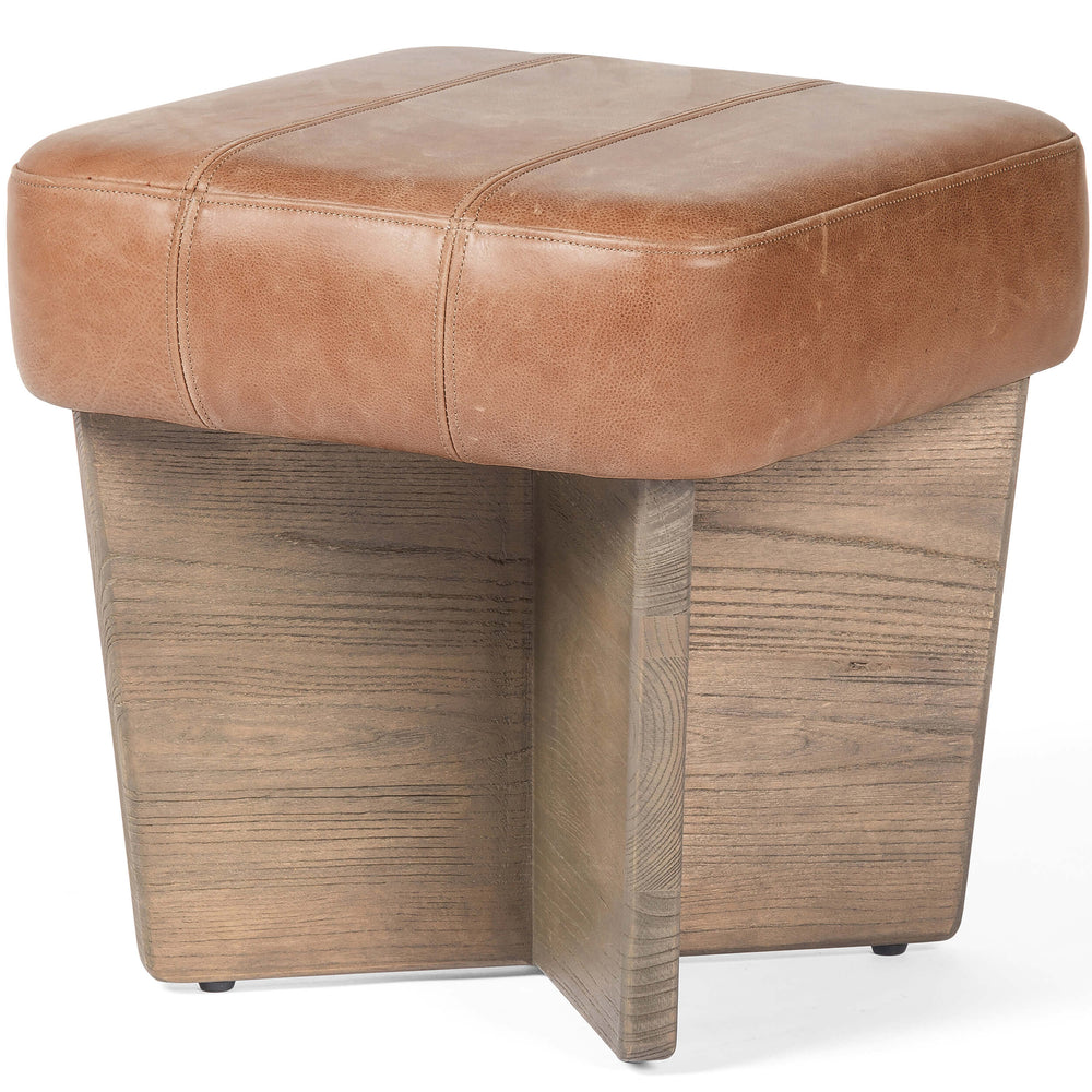 Chaz Leather Small Ottoman, Palermo Cognac-Furniture - Chairs-High Fashion Home