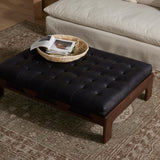 Halston Leather Cocktail Ottoman, Heirloom Black