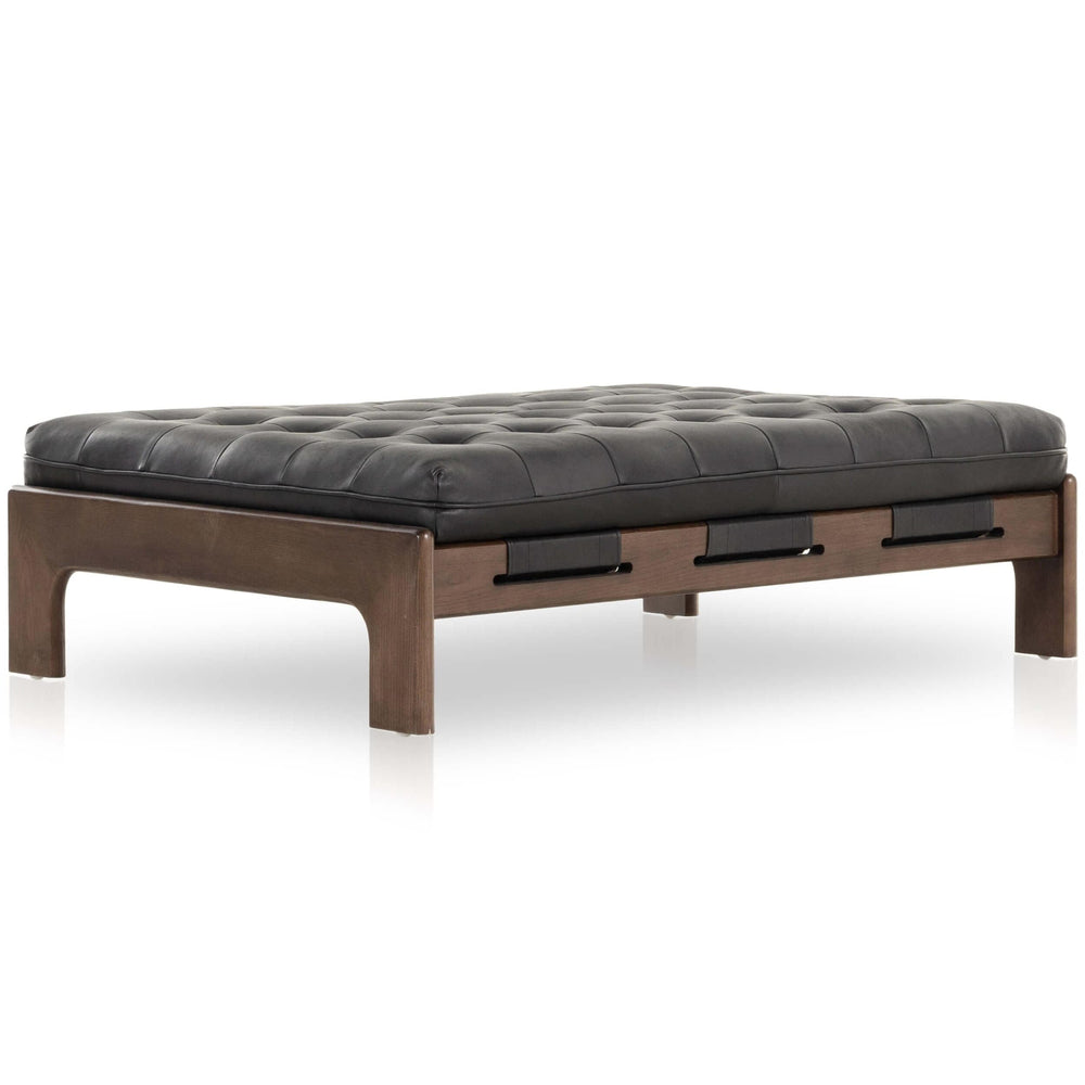 Halston Leather Cocktail Ottoman, Heirloom Black