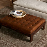 Halston Leather Cocktail Ottoman, Heirloom Sienna