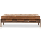 Halston Leather Cocktail Ottoman, Heirloom Sienna