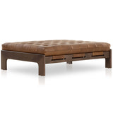 Halston Leather Cocktail Ottoman, Heirloom Sienna