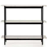 Jasper Nightstand, Matte Black Iron/ White Marble-Furniture - Bedroom-High Fashion Home