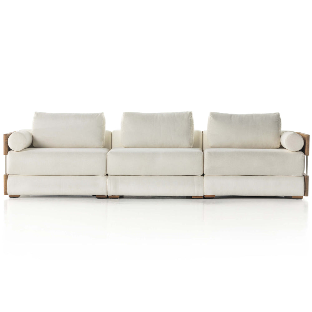 Ellis Outdoor 3 Piece Sectional, Natural/Cream-Furniture - Sofas-High Fashion Home