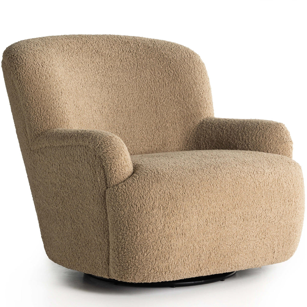 Kadon Swivel Chair, Sheepskin Camel-Furniture - Chairs-High Fashion Home