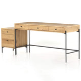 Eaton Desk With Filing Cabinet, Light Oak-High Fashion Home