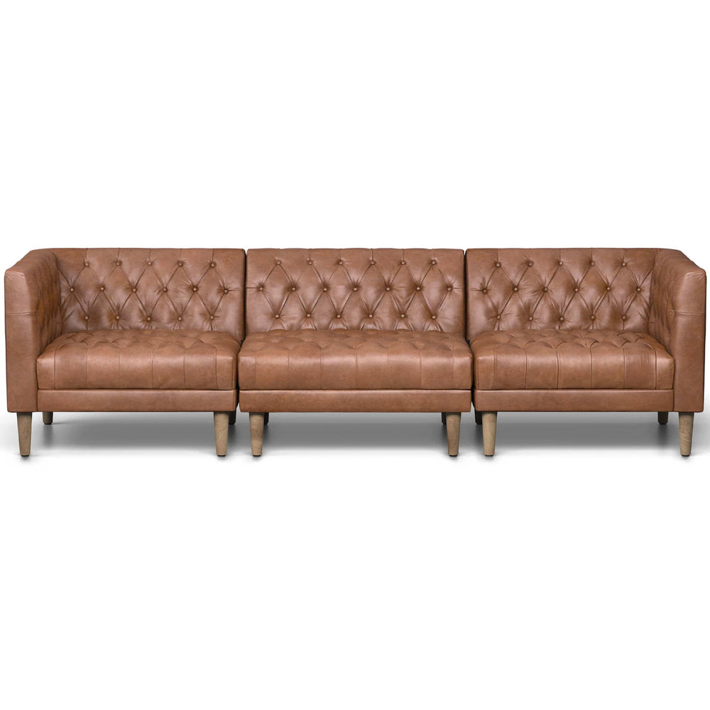 Williams Leather 3 Piece Sofa, Natural Washed Chocolate-Furniture - Sofas-High Fashion Home