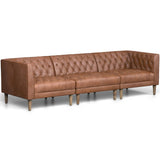 Williams Leather 3 Piece Sofa, Natural Washed Chocolate-Furniture - Sofas-High Fashion Home