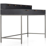 Trey Writing Desk with 5 Drawers Organizer, Black Wash Poplar-Furniture - Office-High Fashion Home