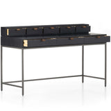 Trey Writing Desk with 5 Drawers Organizer, Black Wash Poplar-Furniture - Office-High Fashion Home