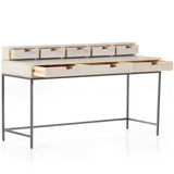 Trey Writing Desk with 5 Drawers Organizer, Dove Poplar-Furniture - Office-High Fashion Home