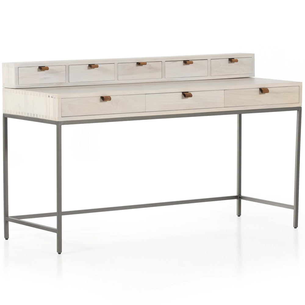 Trey Writing Desk with 5 Drawers Organizer, Dove Poplar-Furniture - Office-High Fashion Home