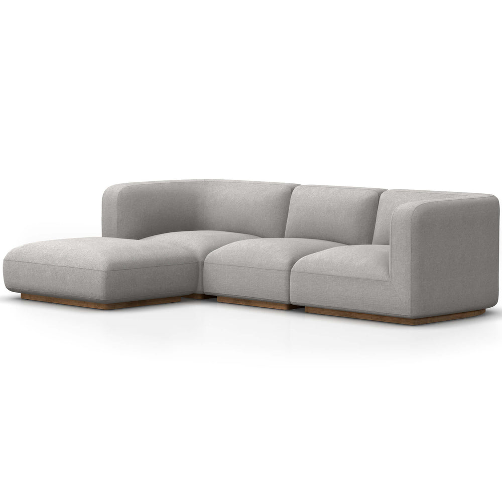 Mabry 3 Piece Sectional w/Ottoman, Gibson Silver