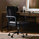 Lacey Leather Desk Chair, Brushed Ebony