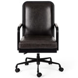 Lacey Leather Desk Chair, Brushed Ebony