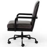 Lacey Leather Desk Chair, Brushed Ebony