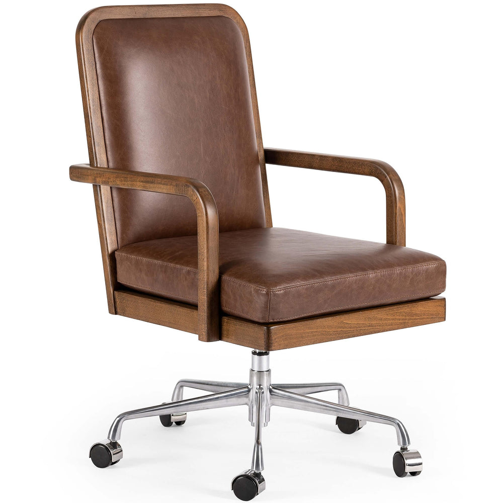 Lacey Leather Desk Chair, Sienna Brown