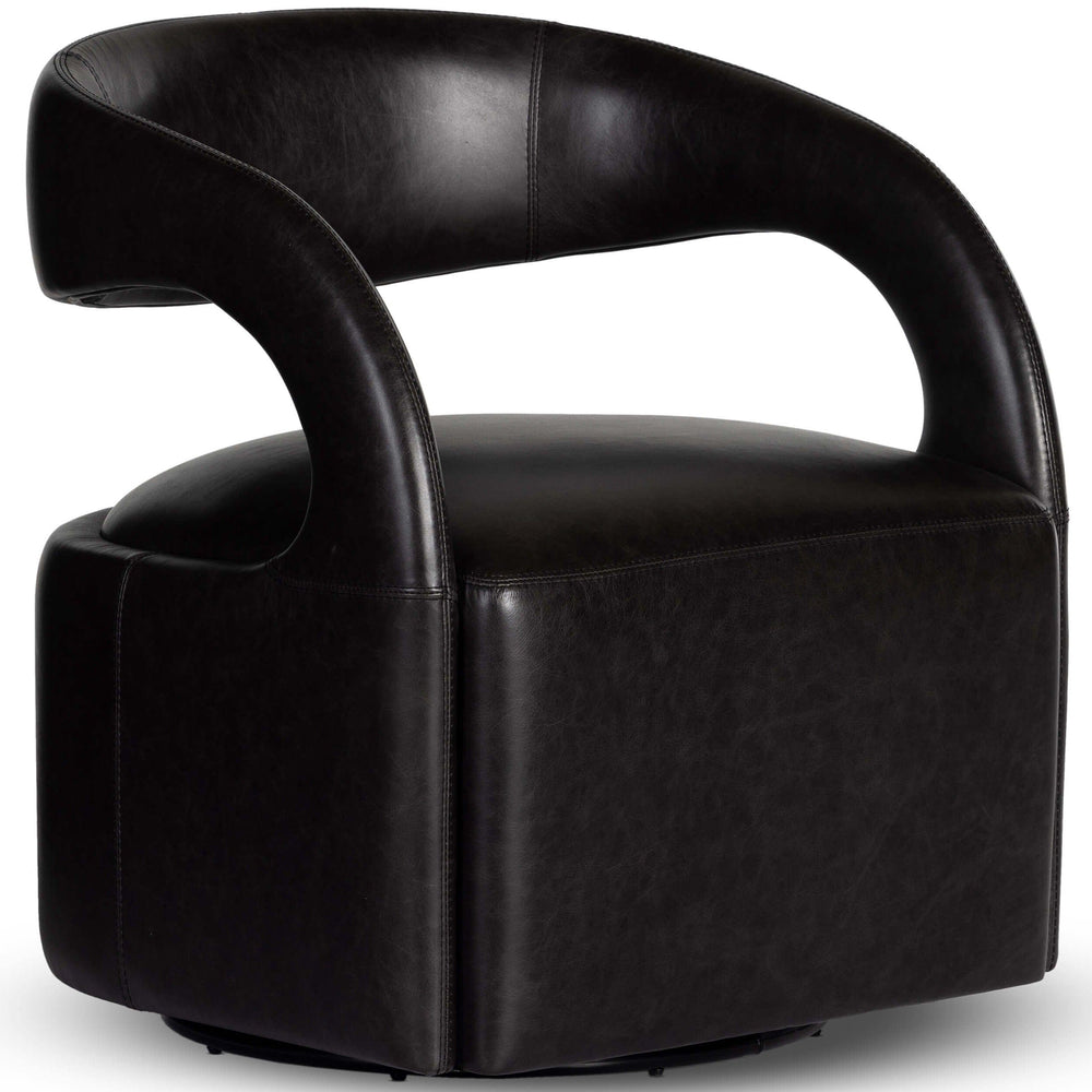 Hawkins Leather Swivel Chair, Sonoma Black