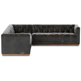 Maxx 3 Piece Leather Sectional, Destroyed Black