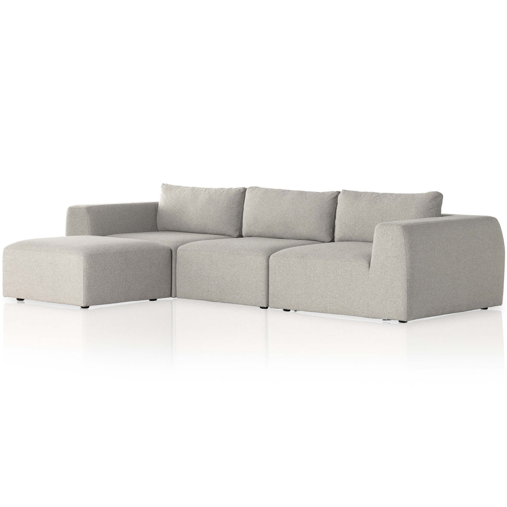 Brylee 3 Piece Sectional w/Ottoman, Torrance Silver