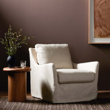 Monette Slipcover Swivel Chair, Brussels Natural