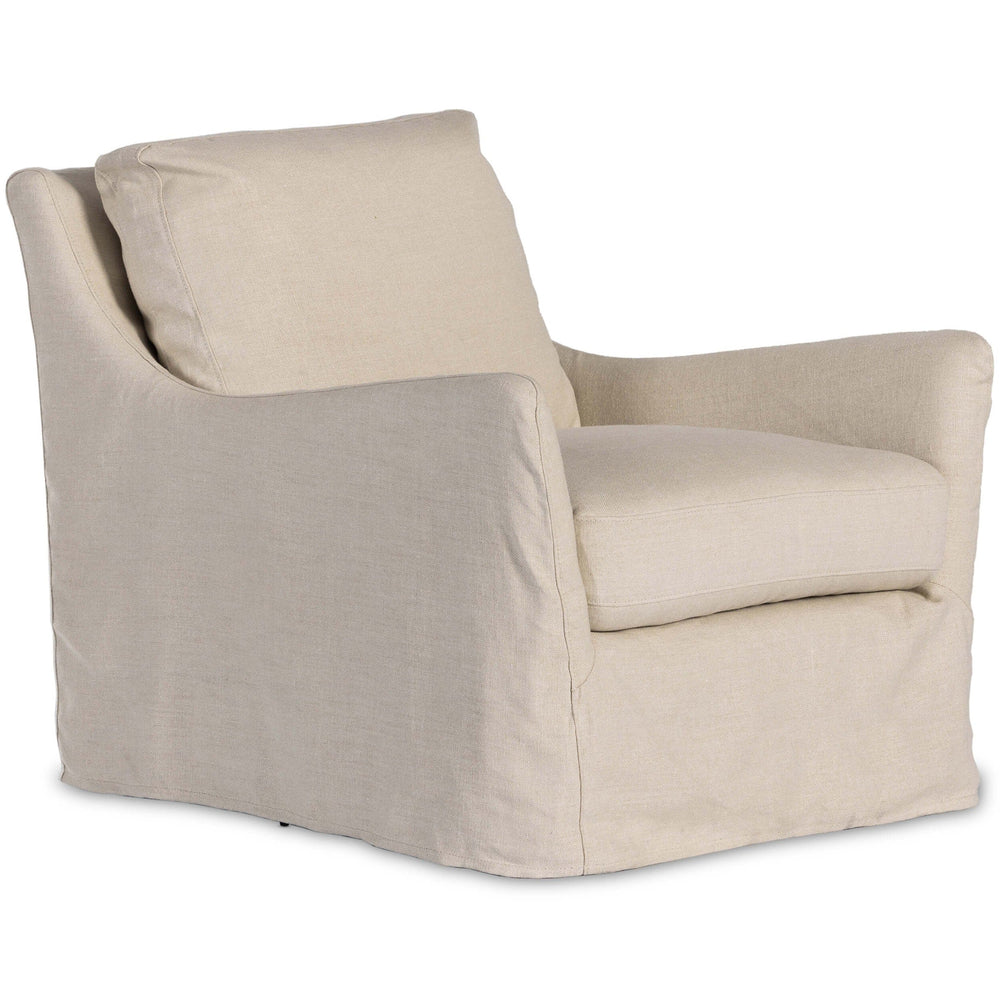 Monette Slipcover Swivel Chair, Brussels Natural