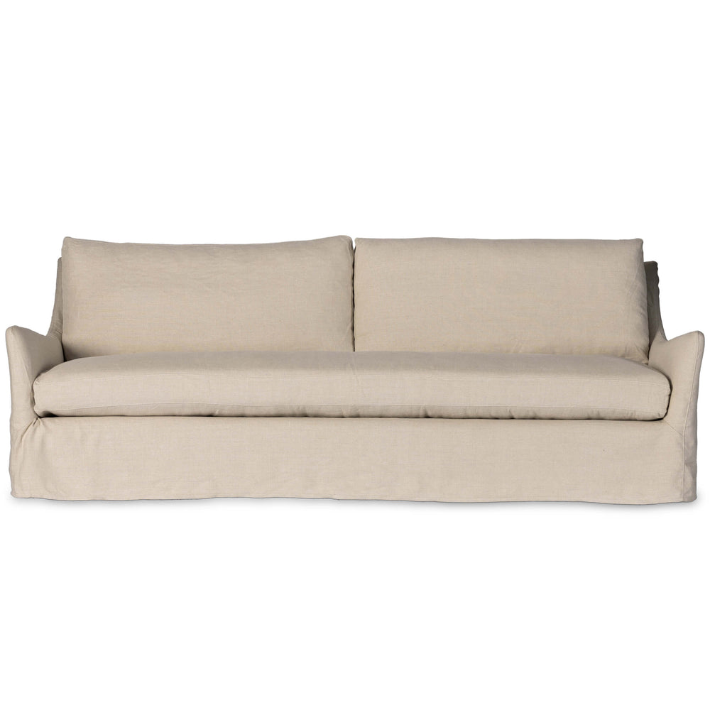 Monette Slipcover Swivel Sofa, Brussels Natural