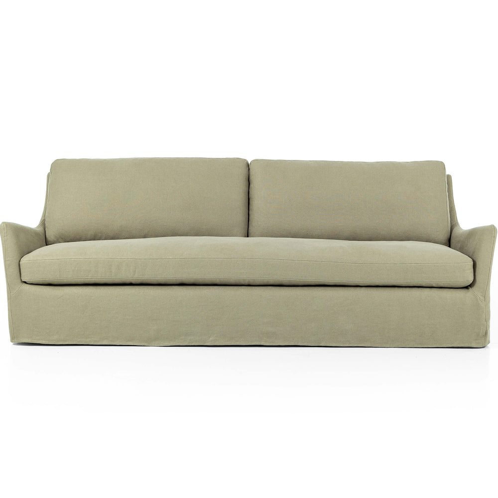 Monette Slipcover Swivel Sofa, Brussels Khaki