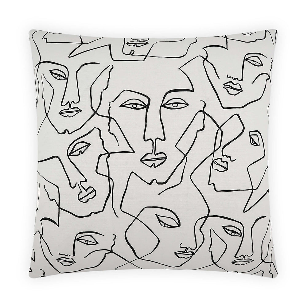 Face Up Pillow, White-Accessories-High Fashion Home