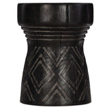 Carved Stump Side Table, Black