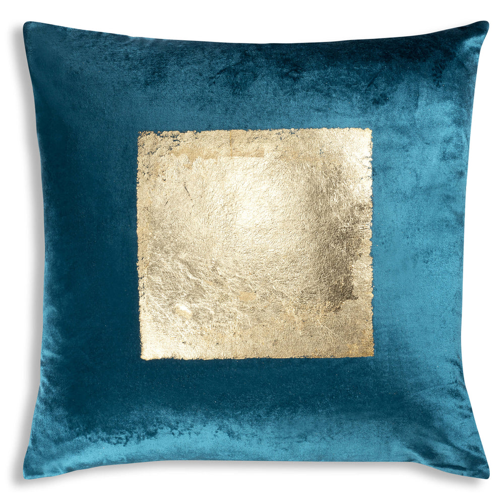 Cloud 9 Gold Foil Square Velvet Pillow, Teal