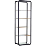 Ambretta Small Bookcase, Black-Furniture - Storage-High Fashion Home