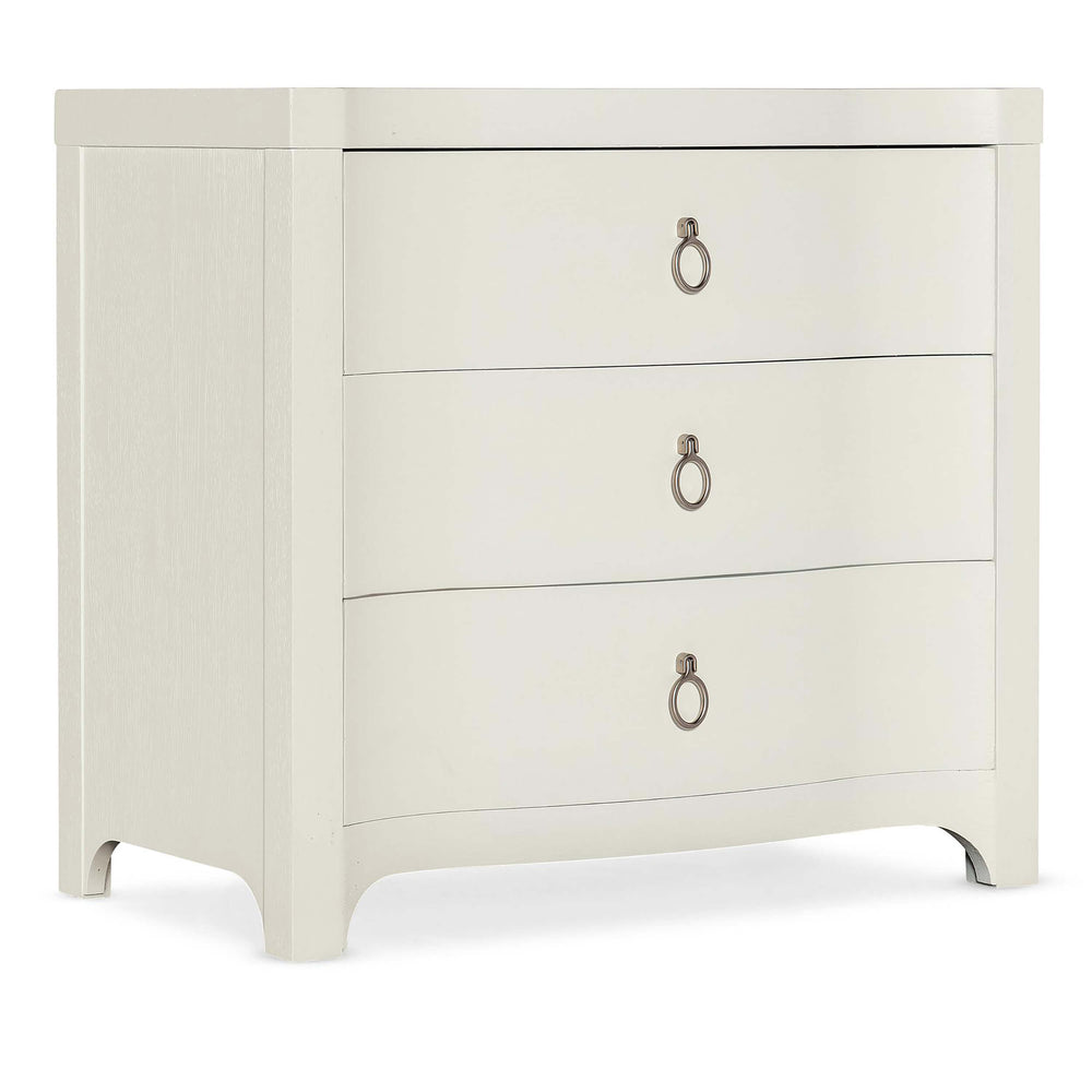 Antigua 3 Drawer Nightstand, Shell White