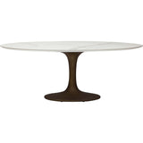 Arielle Dining Table, White Top/Brass Base-Furniture - Dining-High Fashion Home