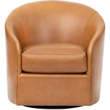 Arlo Leather Swivel Chair, Libby Camel-Furniture - Chairs-High Fashion Home