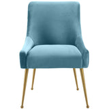 Beatrix Side Chair, Sea Blue Velvet/Brushed Gold Base-Furniture - Dining-High Fashion Home