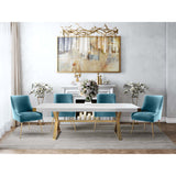 Beatrix Side Chair, Sea Blue Velvet/Brushed Gold Base-Furniture - Dining-High Fashion Home