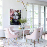 Beatrix Side Chair, Blush/Brushed Gold Base - Furniture - Dining - High Fashion Home