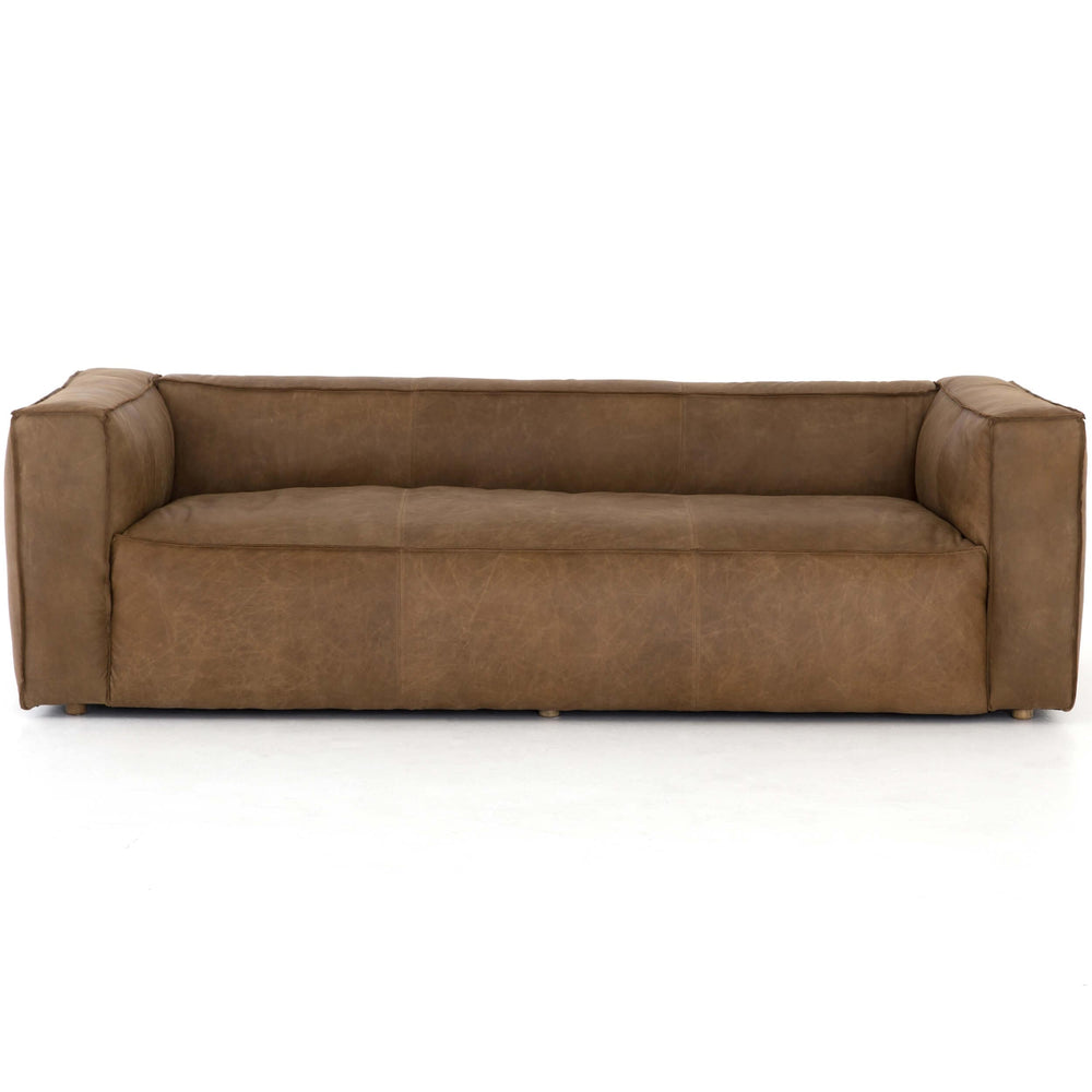 Nola Reverse Stitch Leather Sofa, Natural Washed Sand-Furniture - Sofas-High Fashion Home