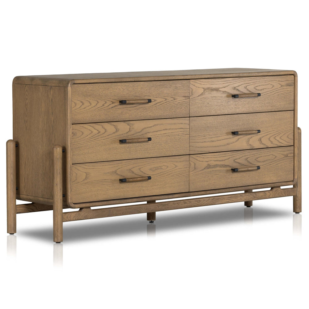 Caroline 6 Drawer Dresser, Smoked Oak