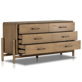 Caroline 6 Drawer Dresser, Smoked Oak