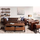 Castle Leather Sofa, Dark Brown