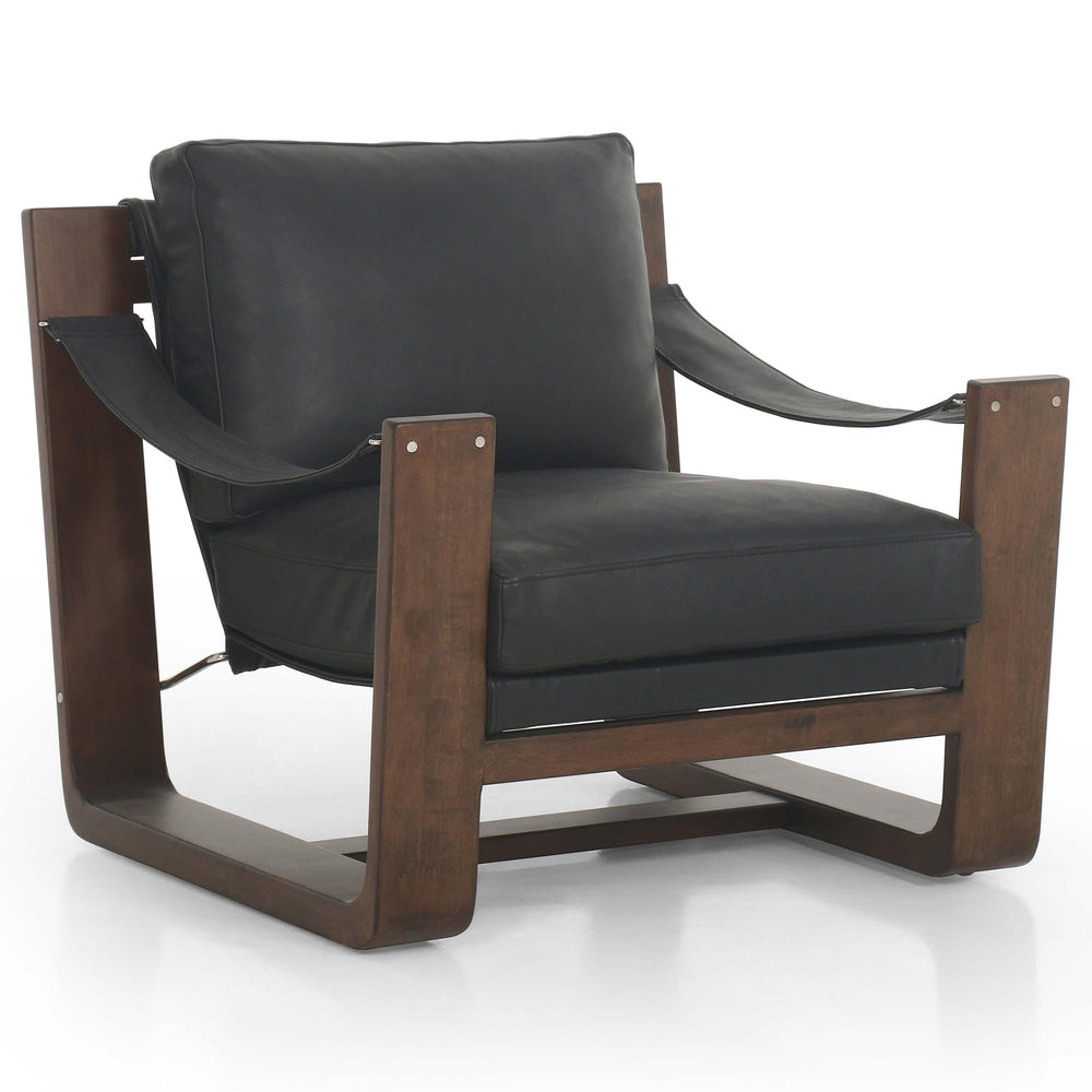 Cesar Leather Chair, Carson Black-Furniture - Chairs-High Fashion Home