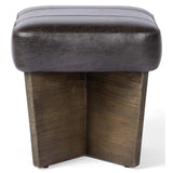 Chaz Leather Ottoman, Sonoma Black