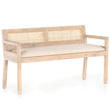 Clarita Bench, White Wash-Furniture - Chairs-High Fashion Home