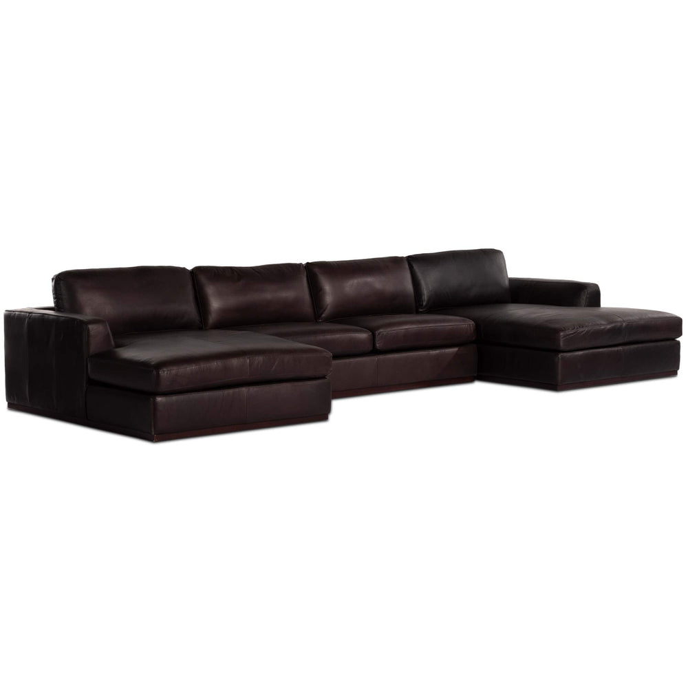 Colt 3 Piece Leather U Sectional, Heirloom Cigar