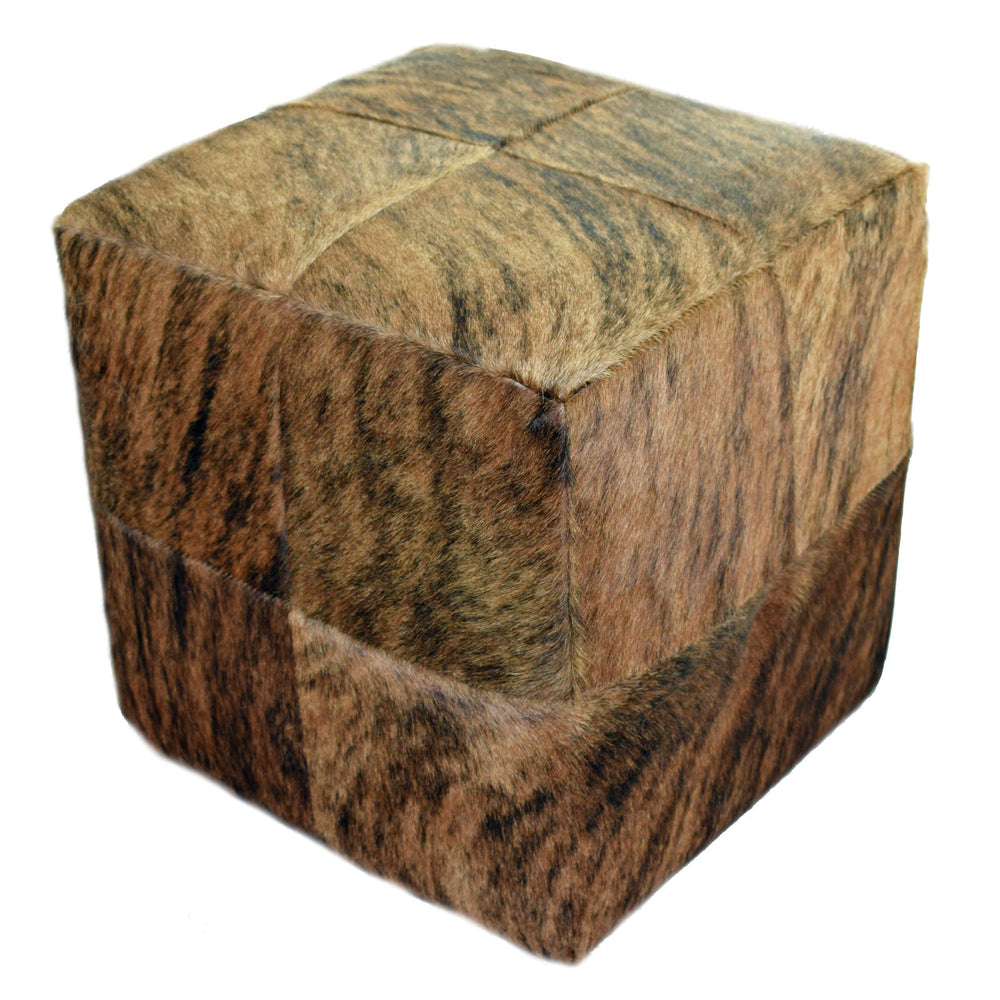 Cowhide Pouf, Brindle - Furniture - Chairs - High Fashion Home