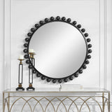 Cyra Round Mirror, Black-Accessories-High Fashion Home