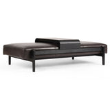 Fawkes Rectangular Leather Ottoman, Brushed Ebony