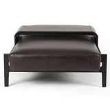 Fawkes Rectangular Leather Ottoman, Brushed Ebony